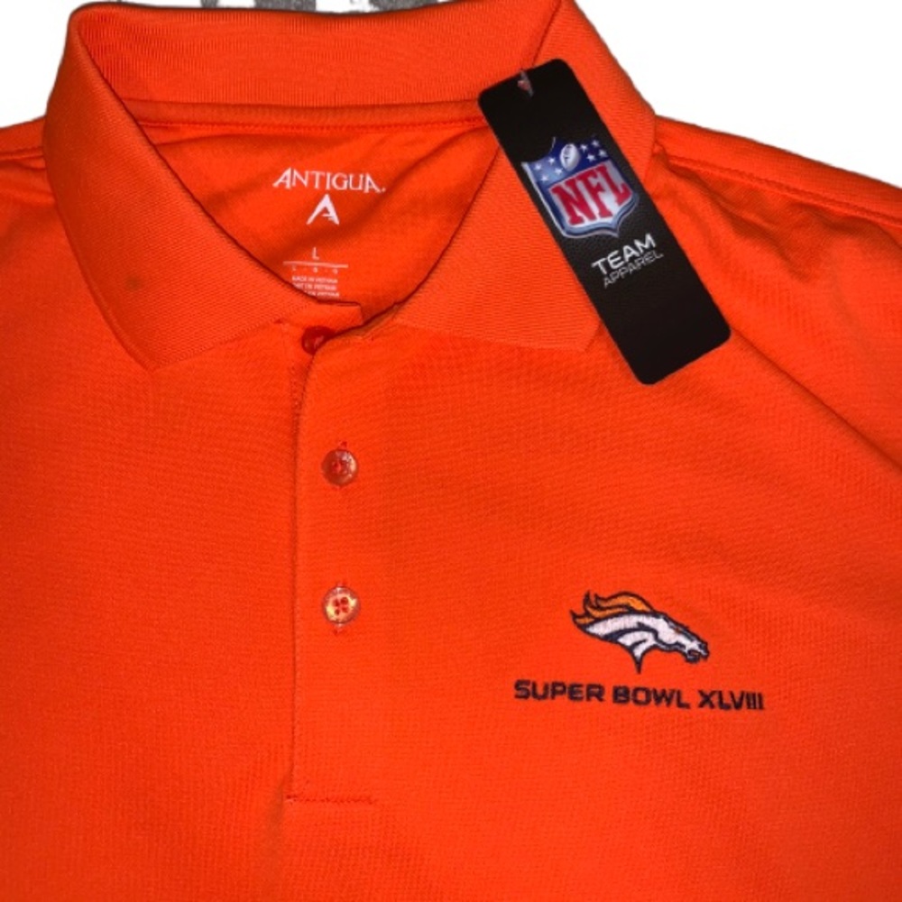 NWT Antigua SuperBowl 48 Denver Broncos Golf Polo